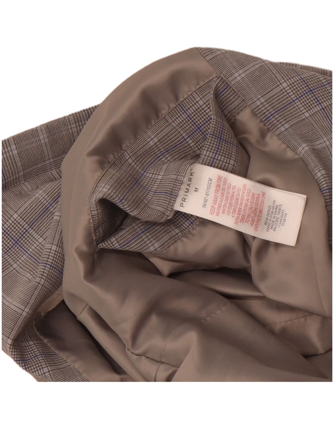 Ανδρικό μπουφάν Primark UK 38 Medium Grey Check Polyester