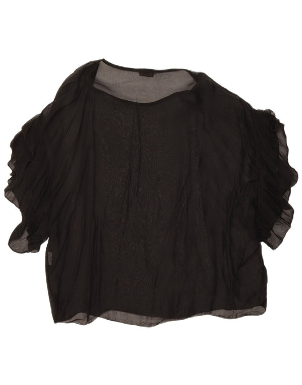 Vintage Γυναικεία Oversized See Through Μπλούζα Top 10 Small Black Silk
