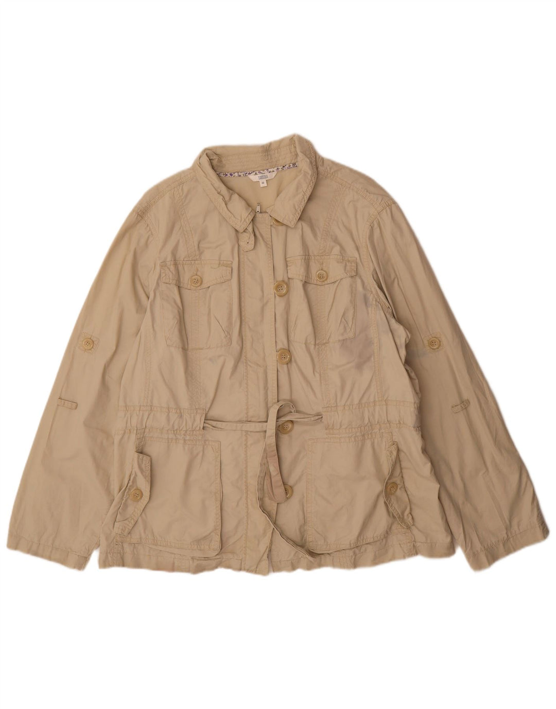 Marks & Spencer Γυναικείο Utility Μπουφάν UK 22 3XL Μπεζ βαμβακερό