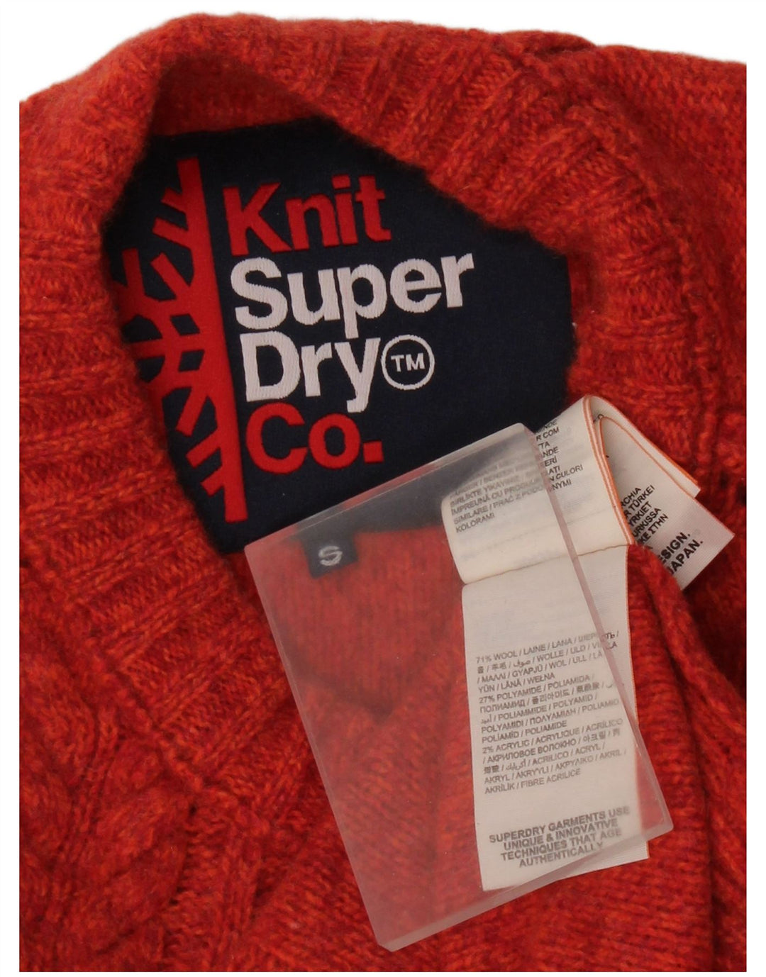 Superdry Γυναικείο πουλόβερ με λαιμόκοψη UK 10 Small Red Wool