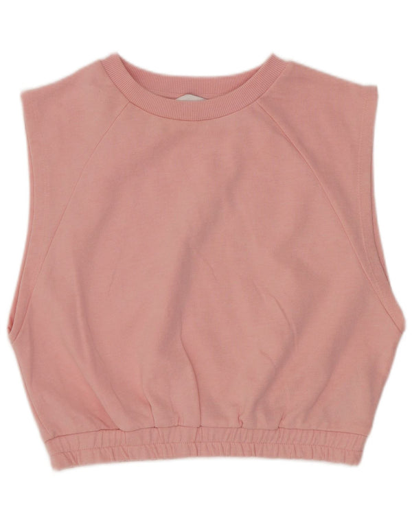 Topshop Γυναικείο Αμάνικο Crop Top UK 10 Small Pink Cotton