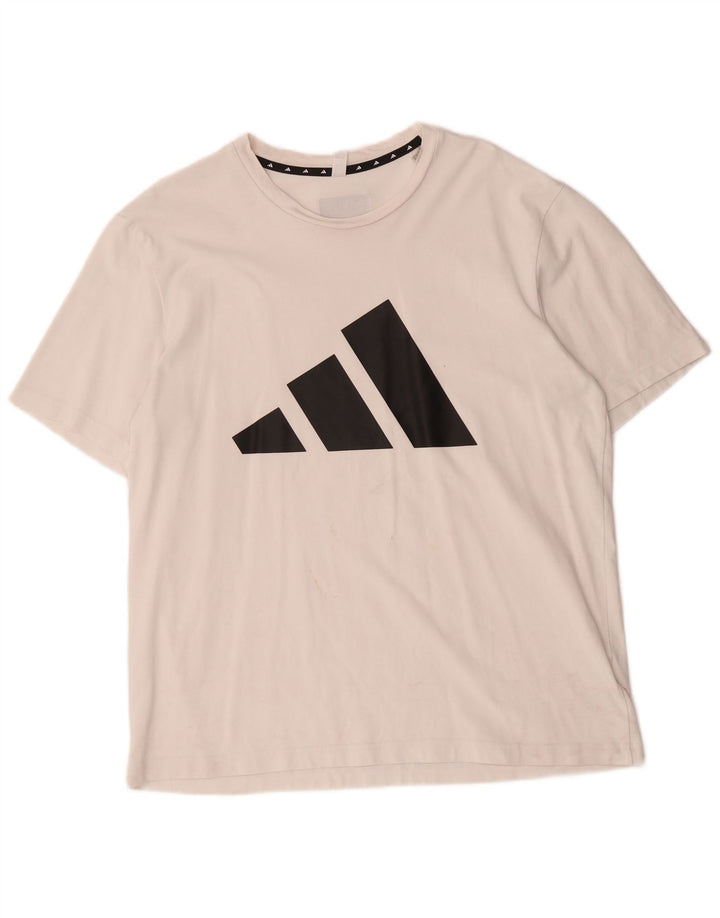 Ανδρικό γραφικό T-Shirt Adidas Top μεγάλο λευκό βαμβακερό