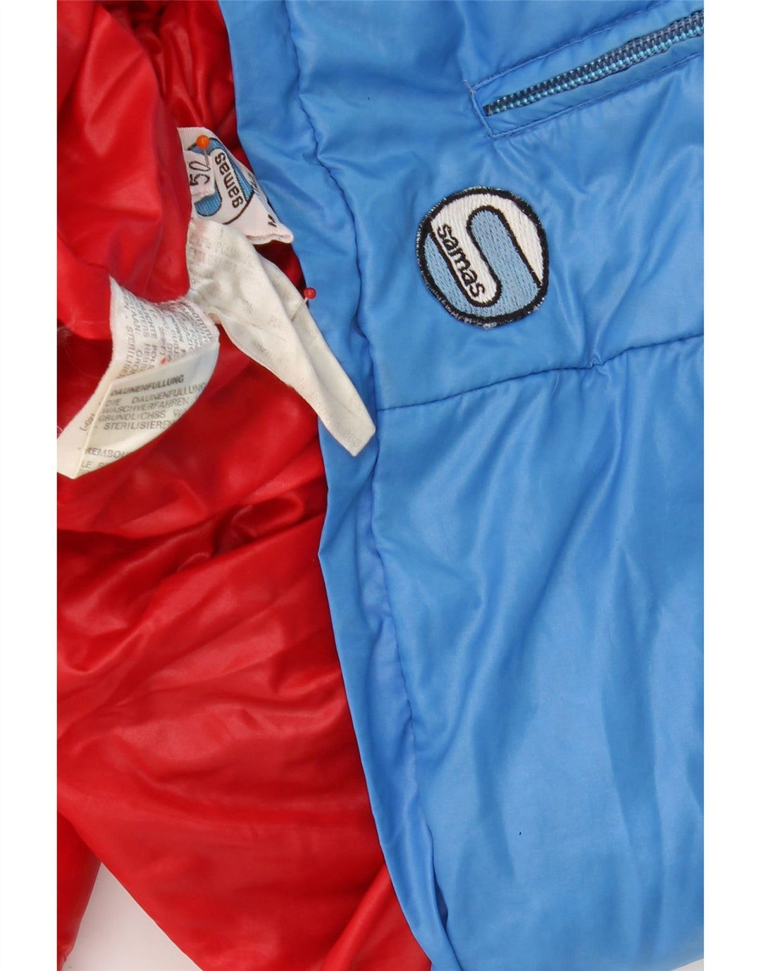 SAMAS Mens Padded Jacket IT 50 Large Blue Colourblock Polyester Vintage Samas and Second-Hand Samas from Messina Hembry 