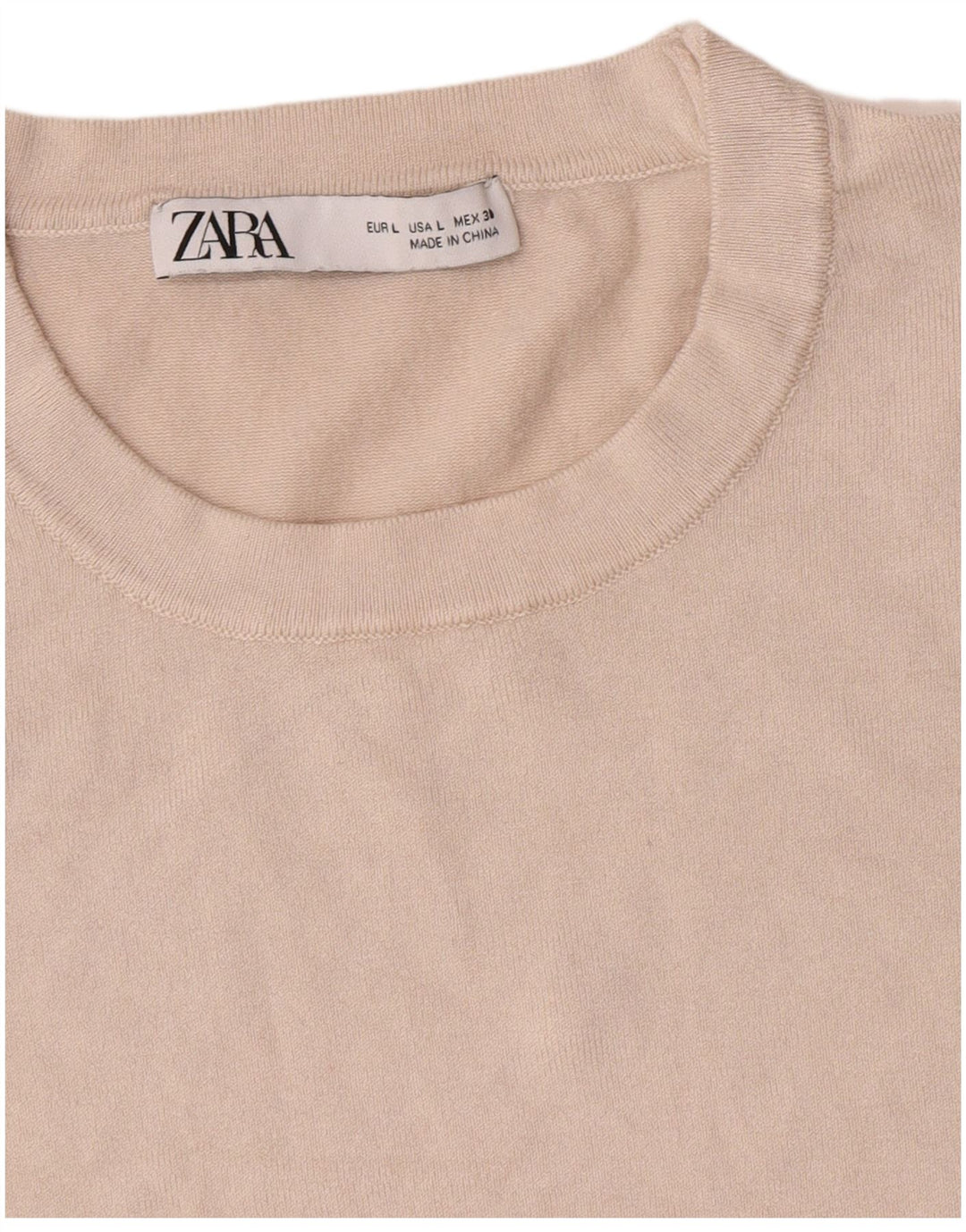 Zara Γυναικείο πουλόβερ με λαιμόκοψη UK 14 Large Beige