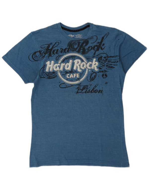 Hard Rock Cafe Womens Lisbon Graphic T-shirt Top 10 Small Blue Flecked