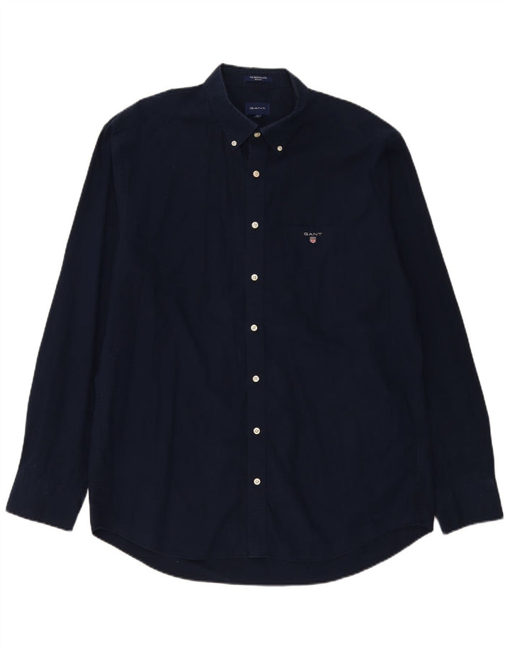Ανδρικό πουκάμισο Gant κανονικό XL Navy Blue βαμβακερό