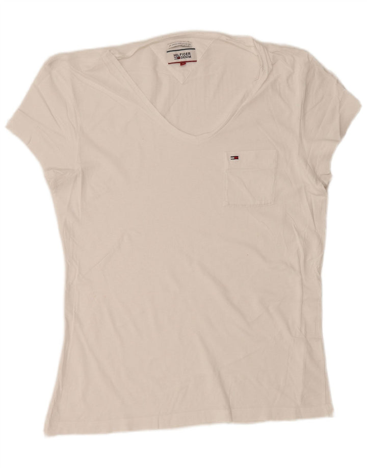 TOMMY HILFIGER Womens Oversized T-Shirt Top UK 10 Small White