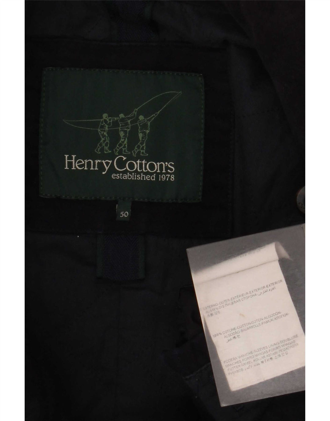 Henry Cottons Ανδρικό παλτό μπιζελιού IT 50 Large Navy Blue Cotton
