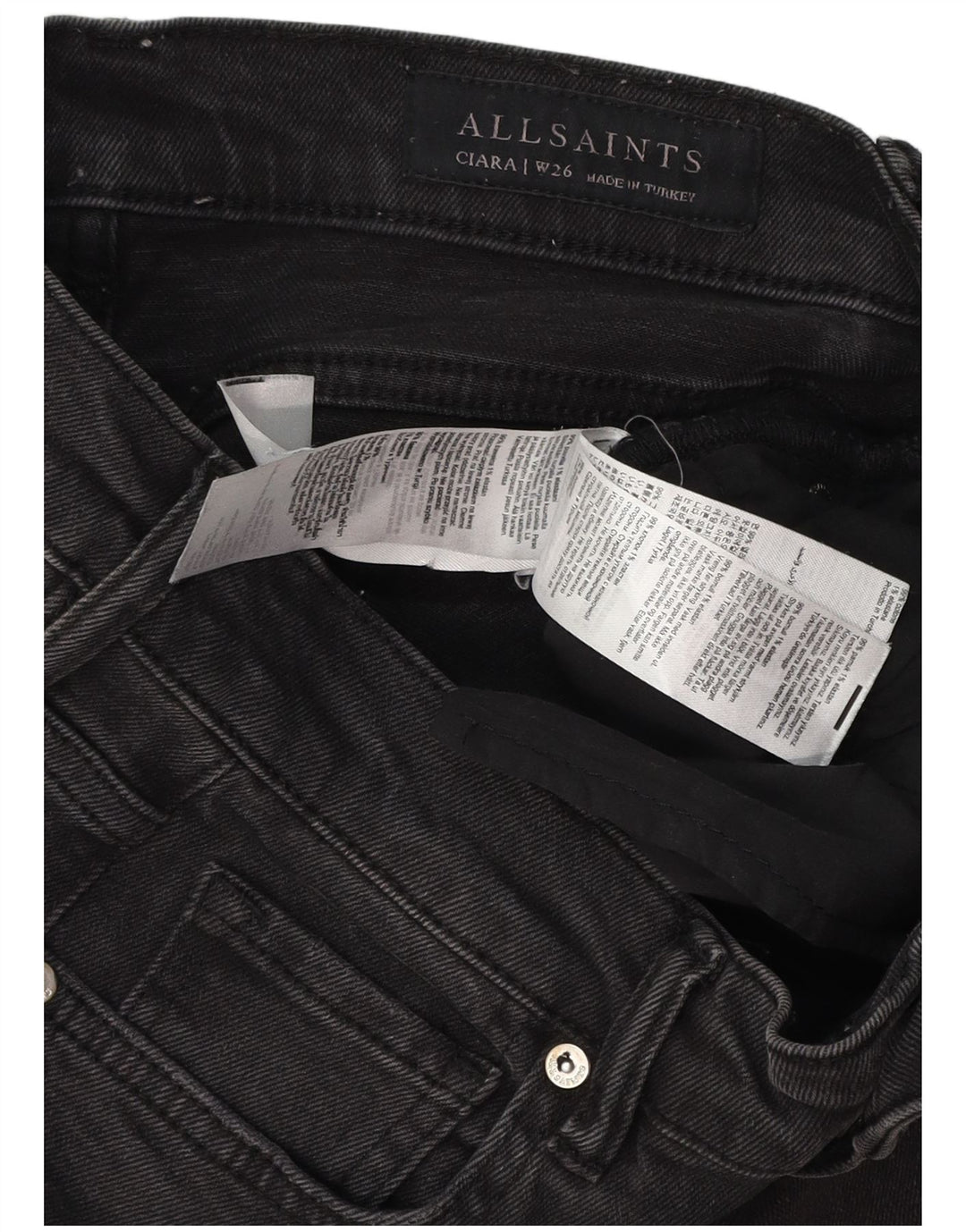 Γυναικείο τζιν μποτάκι ALL SAINTS W26 L30 Μαύρο βαμβακερό