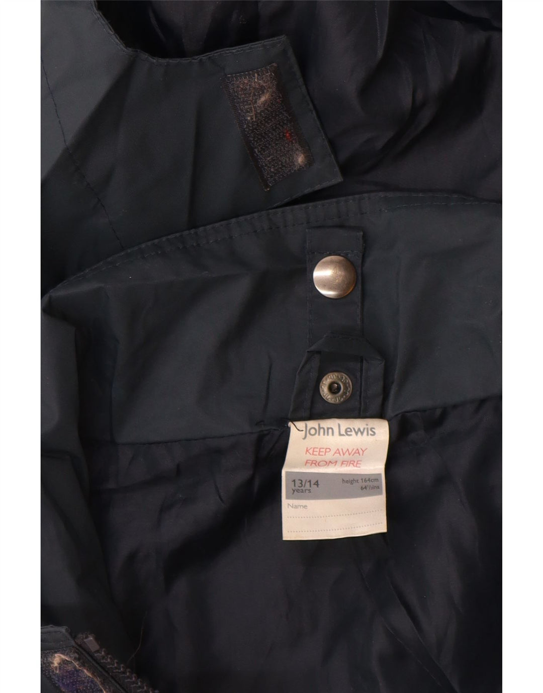 John Lewis Boys Hooded Raincoat 13-14 Years Navy Blue Nylon