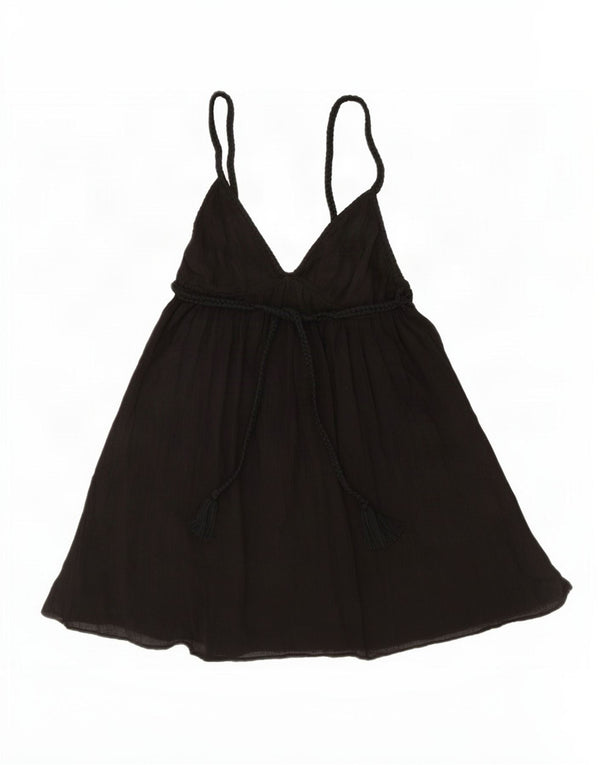 Zara Womens Playsuit UK 12 Medium Black Cotton