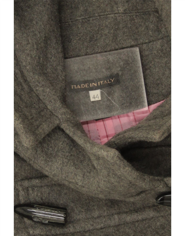Vintage γυναικείο παλτό Duffle με κουκούλα IT 44 Medium Grey Wool