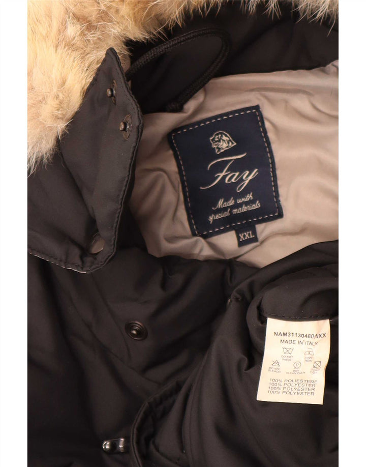 Fay Ανδρικό μπουφάν με κουκούλα UK 44 2XL Μαύρο πολυεστέρα