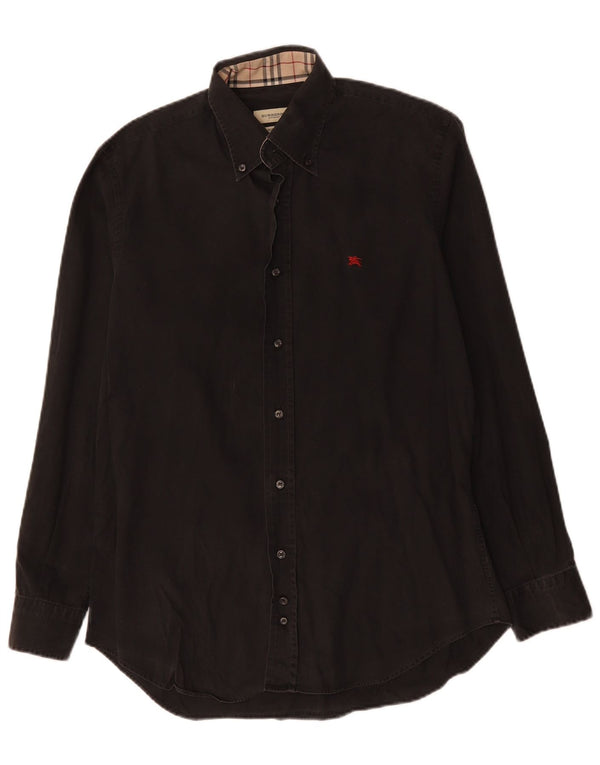 Ανδρικό πουκάμισο BURBERRY Slim Fit Medium μαύρο βαμβακερό
