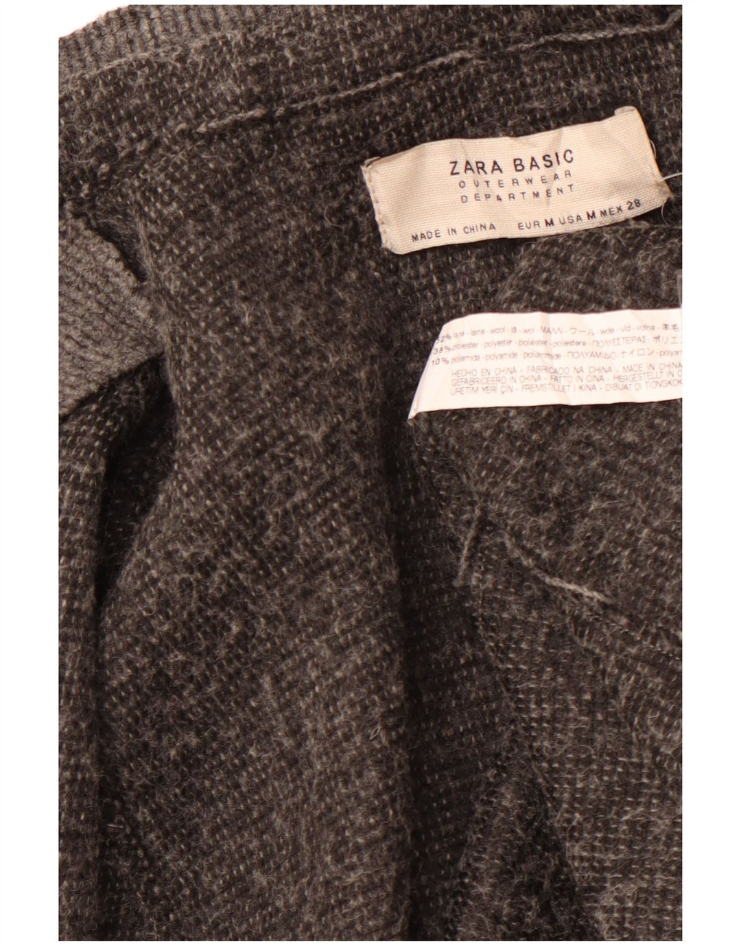 Γυναικείο παλτό ZARA με κουκούλα UK 14 Medium Grey Wool