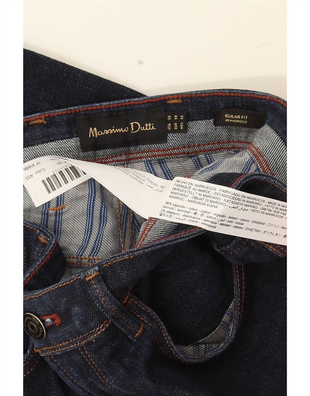 Massimo Dutti Ανδρικά τζιν ίσια κανονική εφαρμογή EU 38 Small W30 L30 Navy Blue