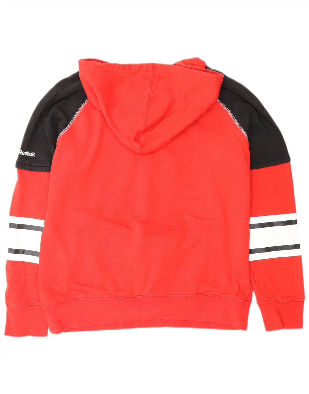 REEBOK Womens Chicago Blackhawks Hoodie Jumper UK 16 Large Red Colourblock