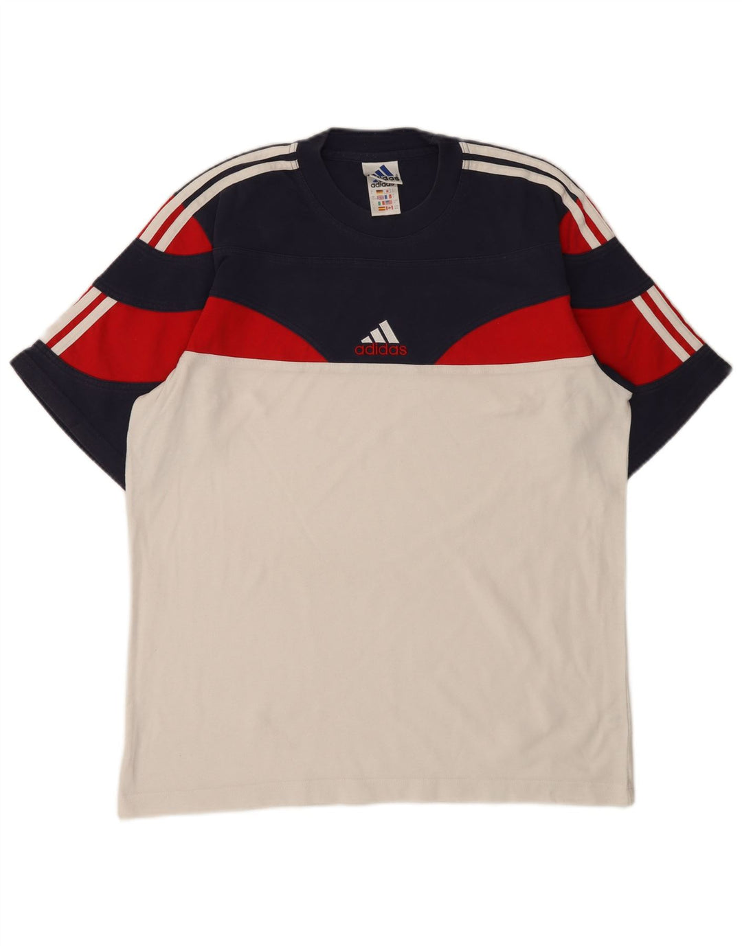 Ανδρικό T-Shirt Adidas Top UK 40/42 μεσαίο πολύχρωμο βαμβακερό μπλοκ