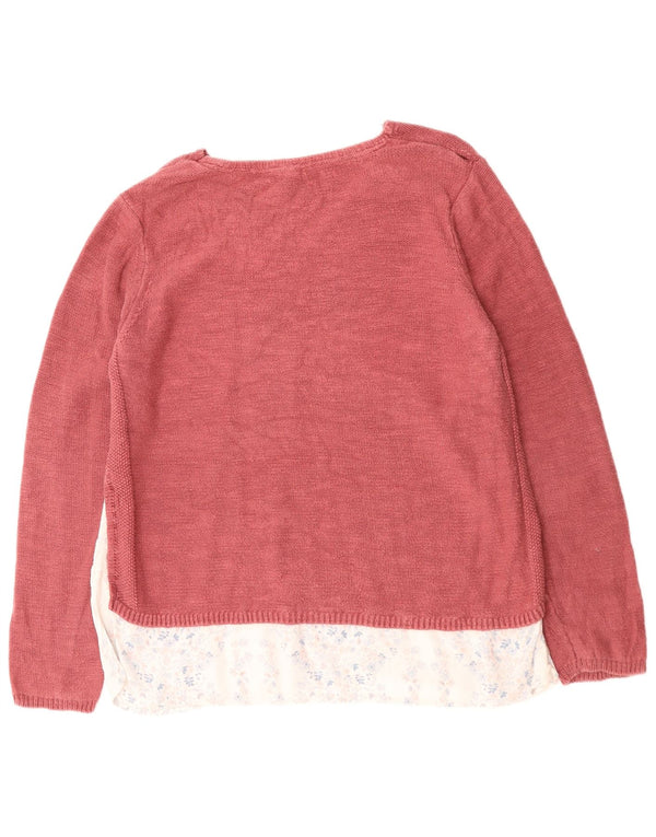 FAT FACE Γυναικείο πουλόβερ με λαιμόκοψη με V λαιμόκοψη UK 16 μεγάλο ροζ φλοράλ βαμβακερό