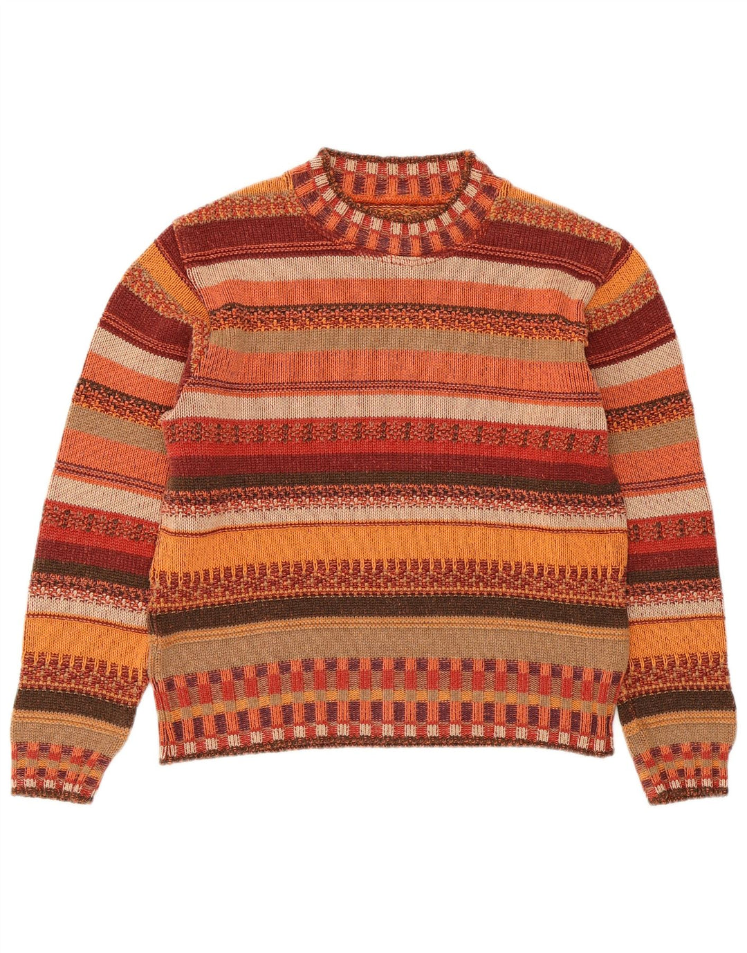 VINTAGE Γυναικείο πουλόβερ με λαιμόκοψη UK 14 μεσαίου χρώματος ριγέ