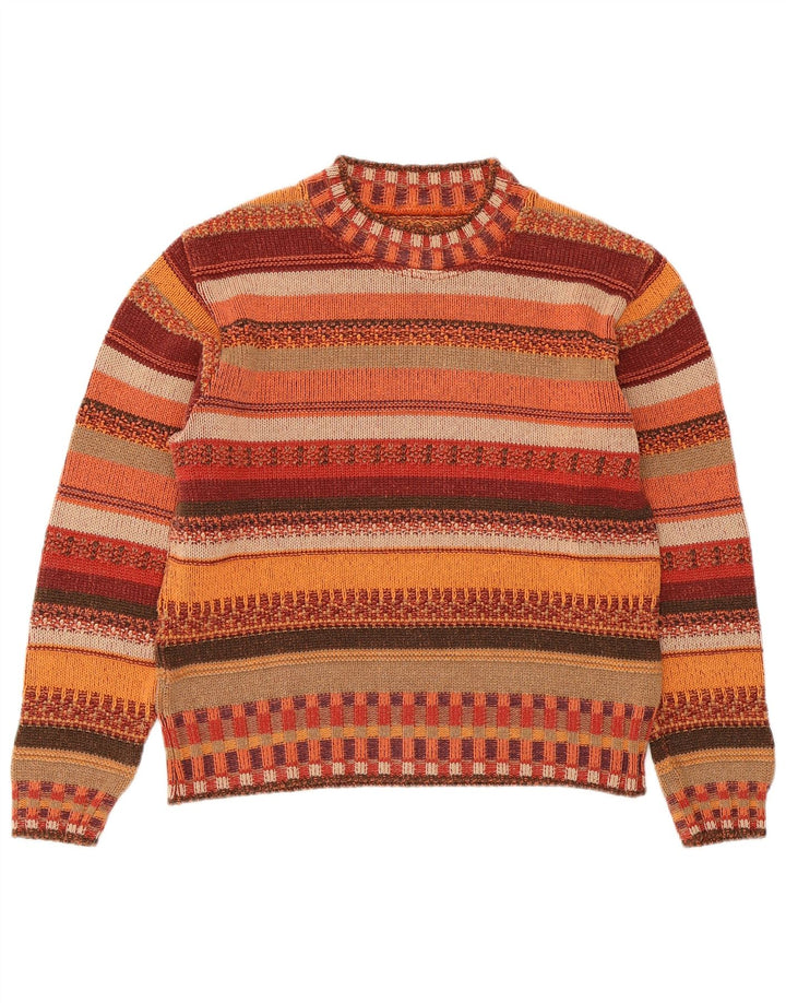 VINTAGE Γυναικείο πουλόβερ με λαιμόκοψη UK 14 μεσαίου χρώματος ριγέ