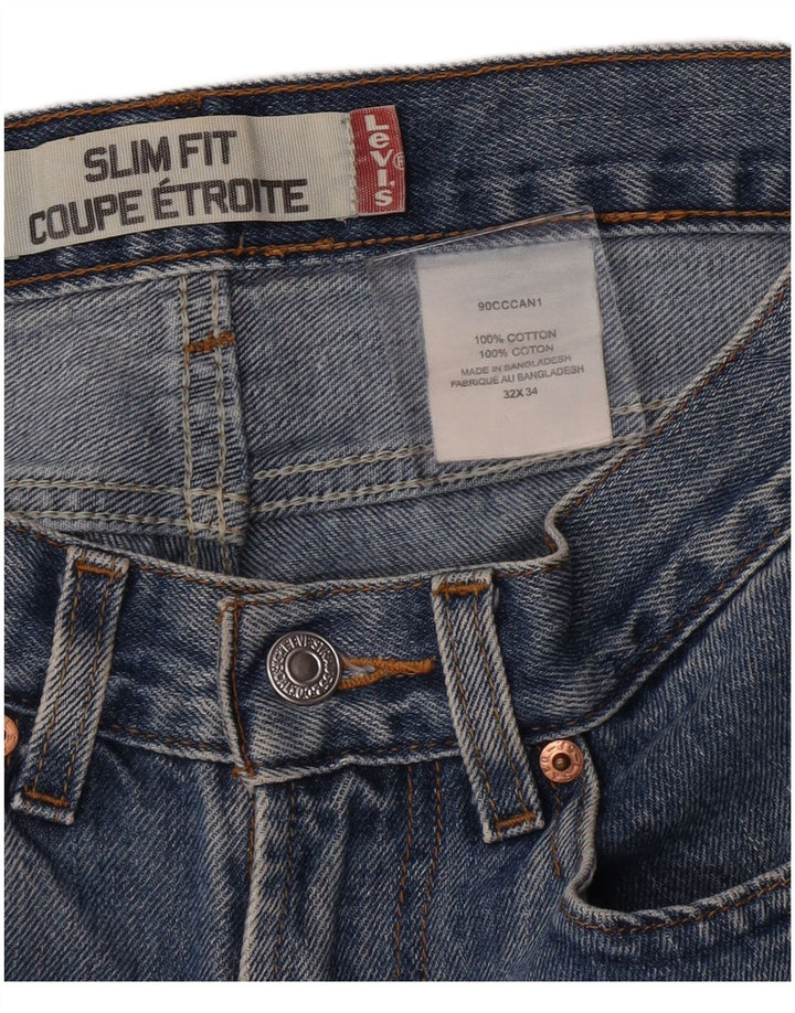 Γυναικείο τζιν Levi's Slim Fit Hot Παντελόνι W32 Μεγάλο Μπλε Βαμβακερό