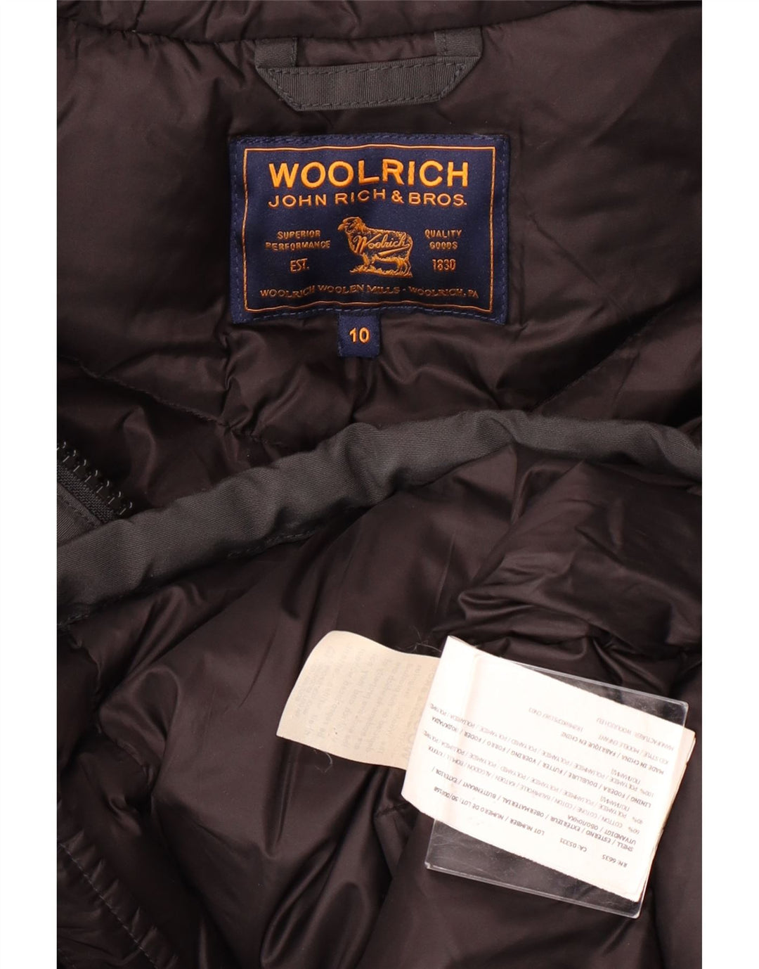 Παλτό WOOLRICH Αγόρι με κουκούλα με επένδυση 9-10 ετών Μαύρο βαμβακερό