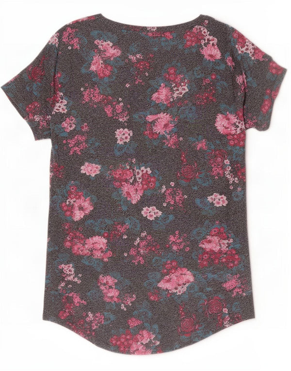Γυναικείο γραφικό μπλουζάκι Superdry Top UK 6 XS Γκρι φλοράλ βαμβακερό
