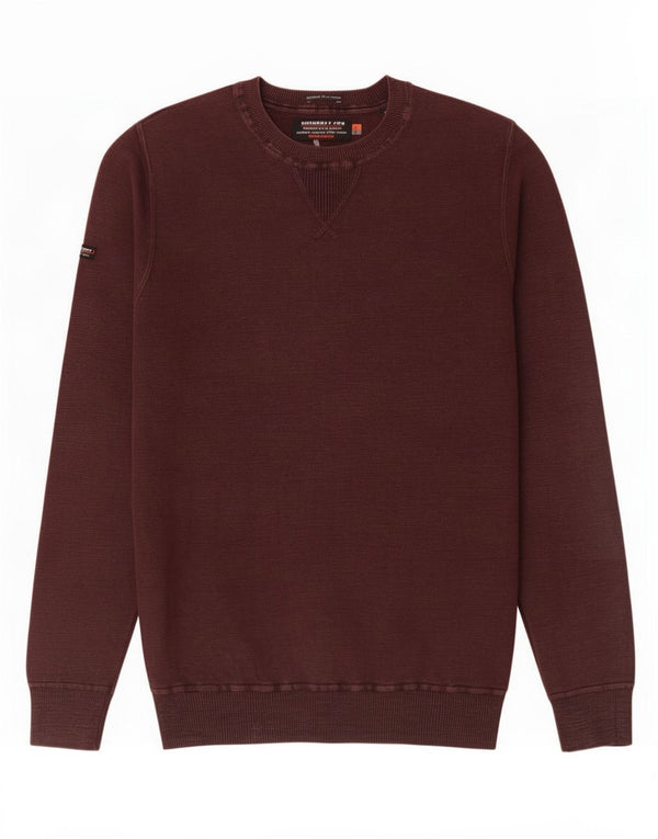 Superdry Mens Crew Neck Jumper Sweater XS Brown Cotton
