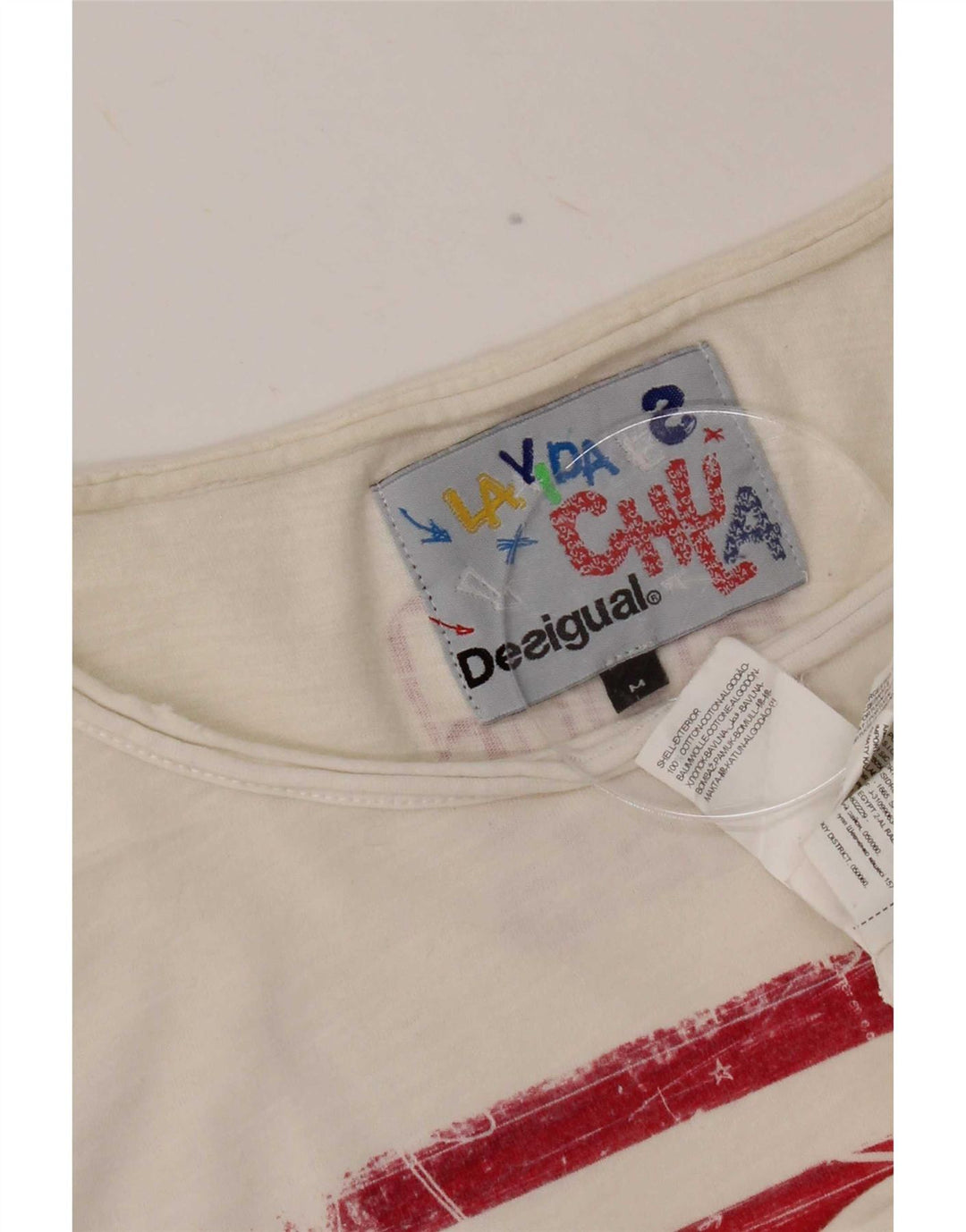 Ανδρικό γραφικό T-Shirt Desigual Top από μεσαίο λευκό βαμβακερό