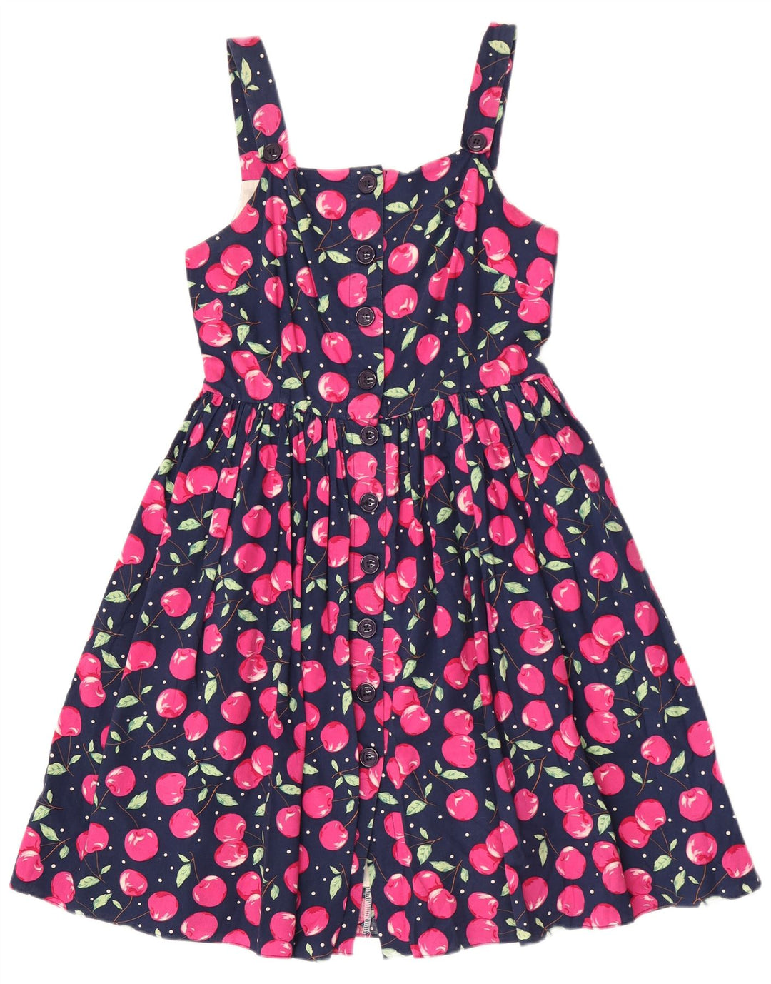 Vintage Γυναικείο Abstract Pattern Sundress UK 12 Medium Navy Blue βαμβακερό