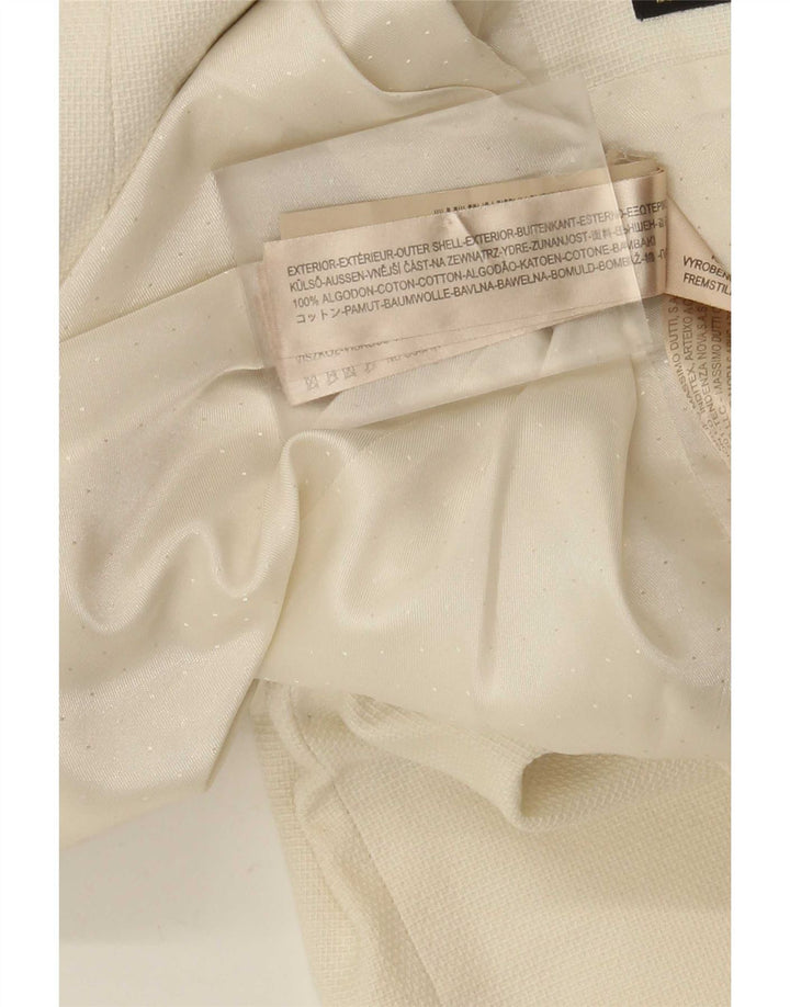 Massimo Dutti Γυναικείο Μπουφάν σακάκι με 1 κουμπιά EU 40 Βαμβακερό μεσαίο σε ανοιχτό λευκό