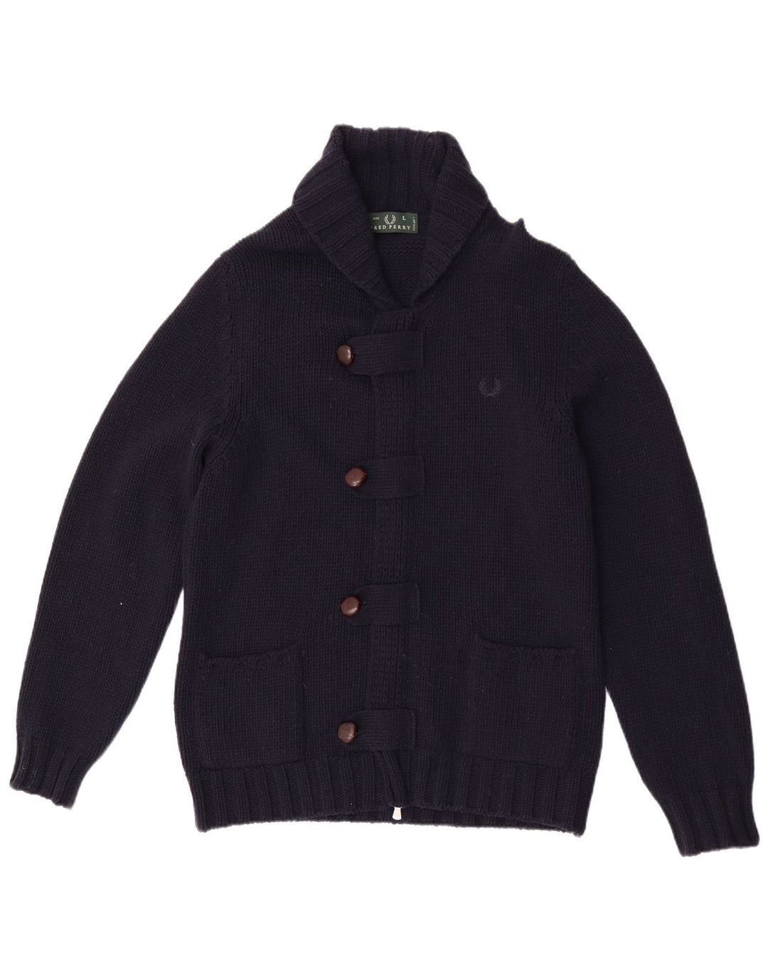 Fred Perry Ανδρική ζακέτα πουλόβερ μεγάλο μπλε ναυτικό μαλλί