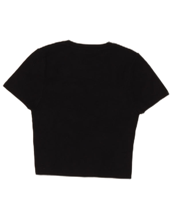 Zara Γυναικείο T-Shirt T-Shirt Top UK 12 Medium Black Viscose