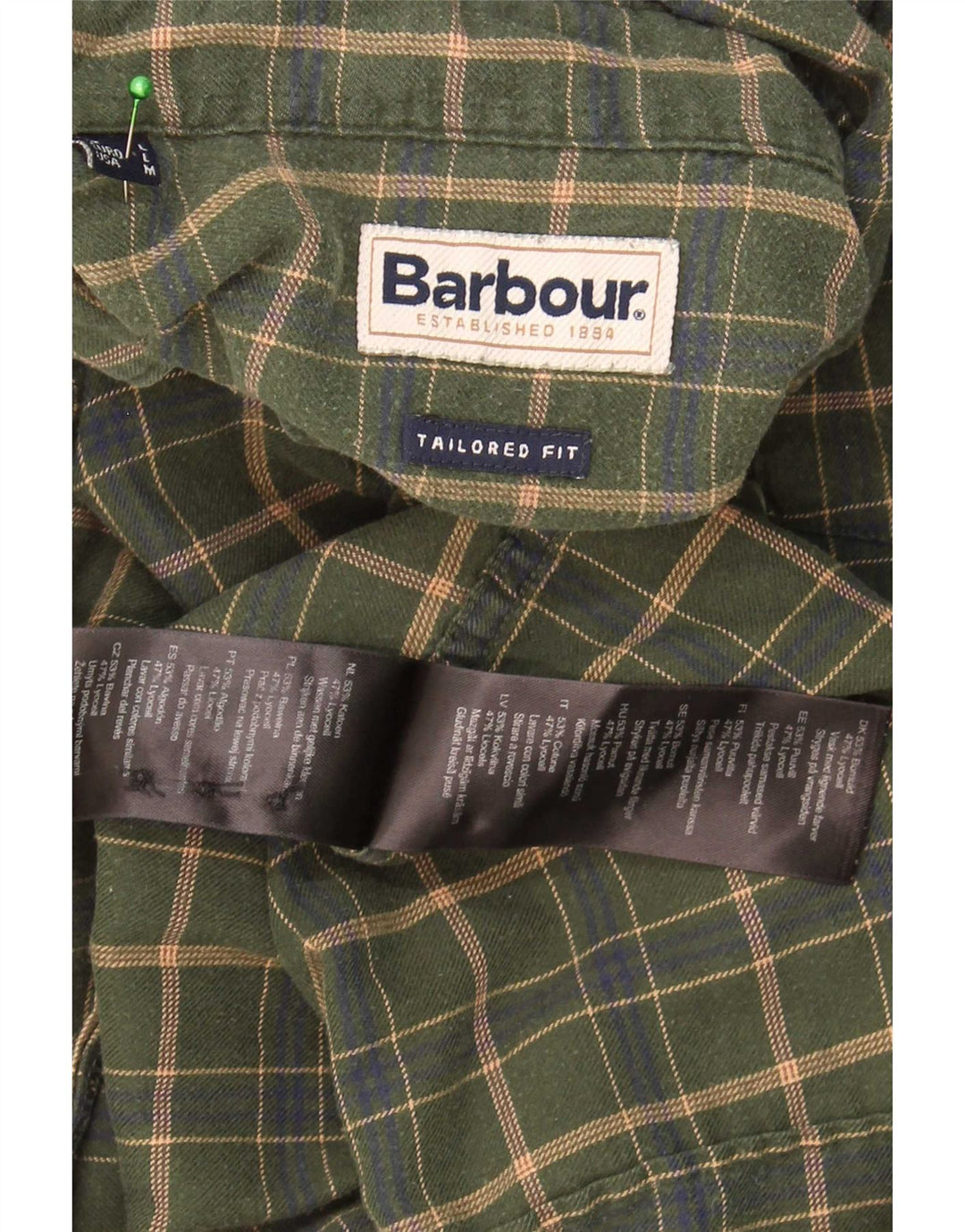 Ανδρικό πουκάμισο Barbour Tailored Fit Μεγάλο χακί βαμβακερό