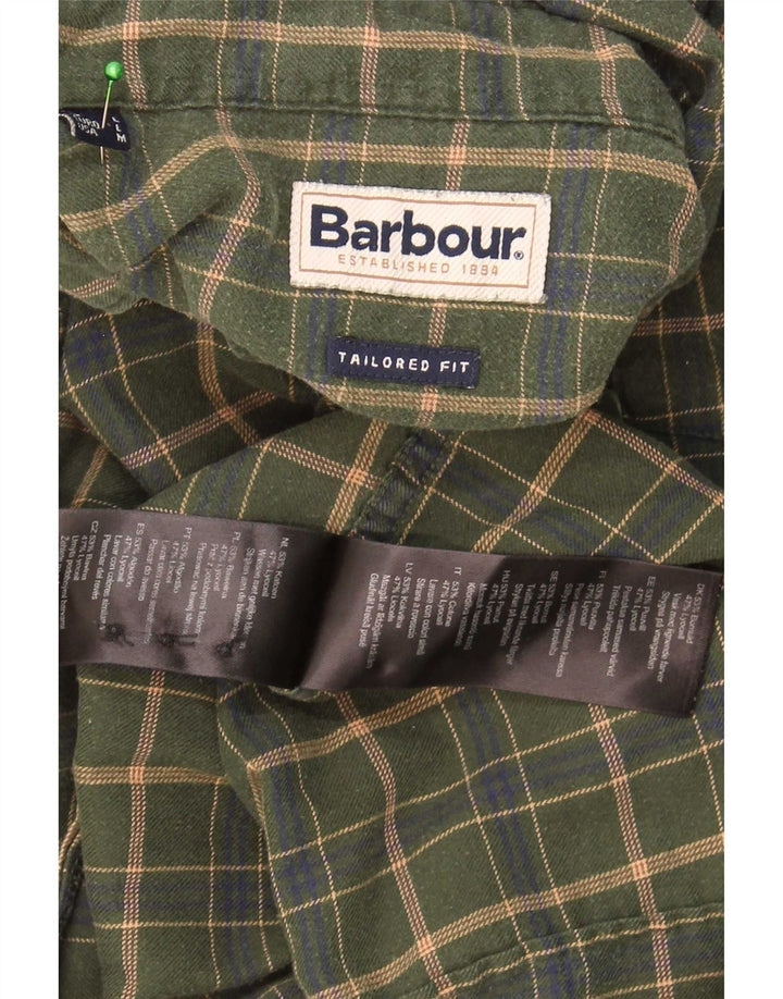 Ανδρικό πουκάμισο Barbour Tailored Fit Μεγάλο χακί βαμβακερό