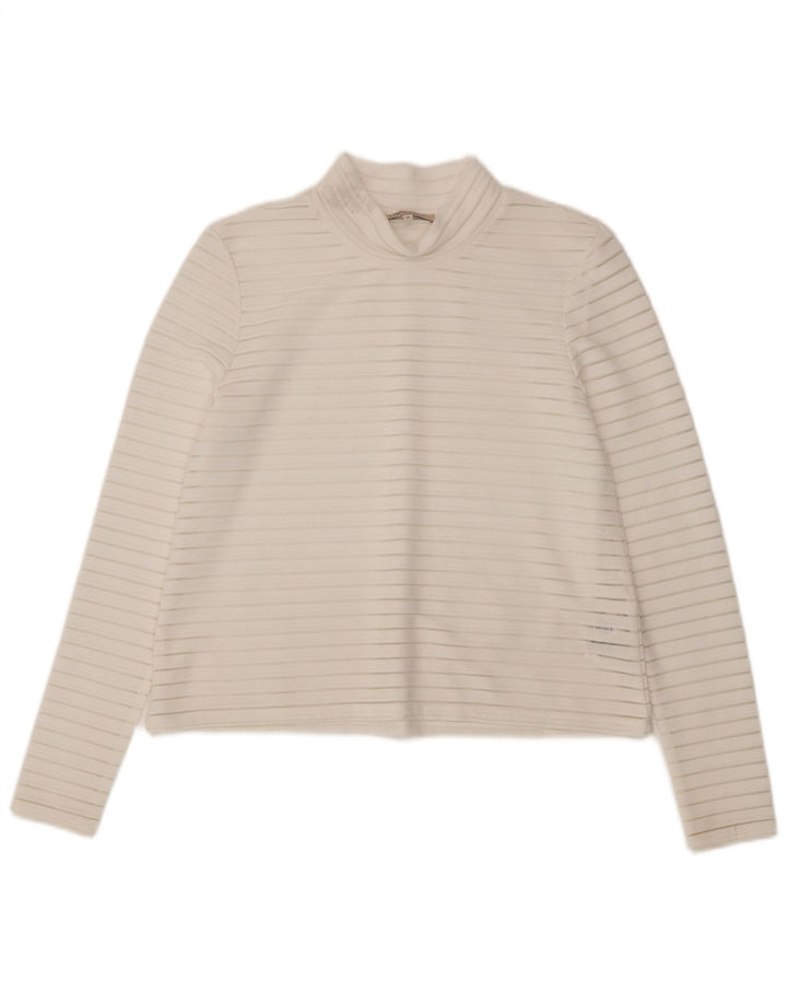 Marks & Spencer Γυναικείο τοπ μακρυμάνικο UK 10 Small White Pinstripe