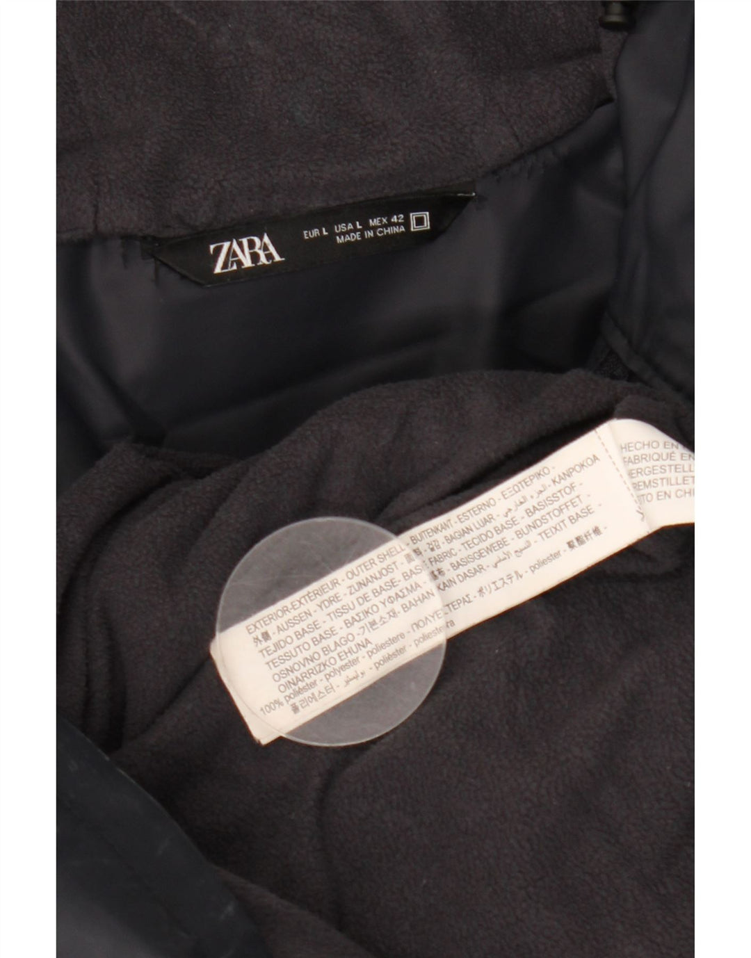 ZARA Ανδρικό παλτό αντιανεμικό με κουκούλα UK 40 Large Navy Blue Polyester