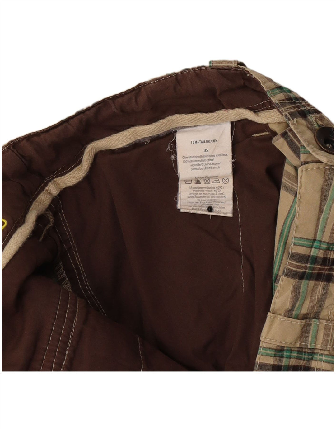 Ανδρικό σορτς Chino Tom Tailor W32 μεσαίο μπεζ καρό βαμβακερό