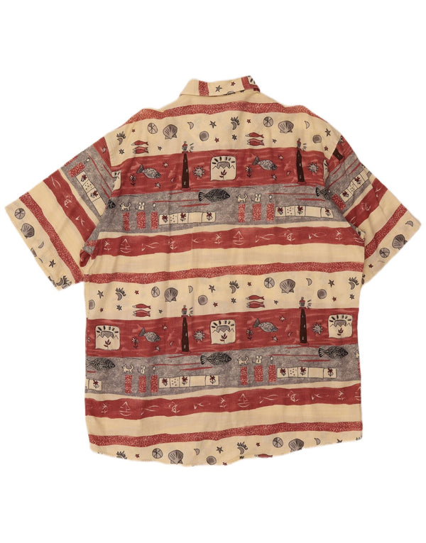 Ανδρικό κοντομάνικο πουκάμισο CASA MODA γραφικό μέγεθος 44 XL μπεζ ριγέ