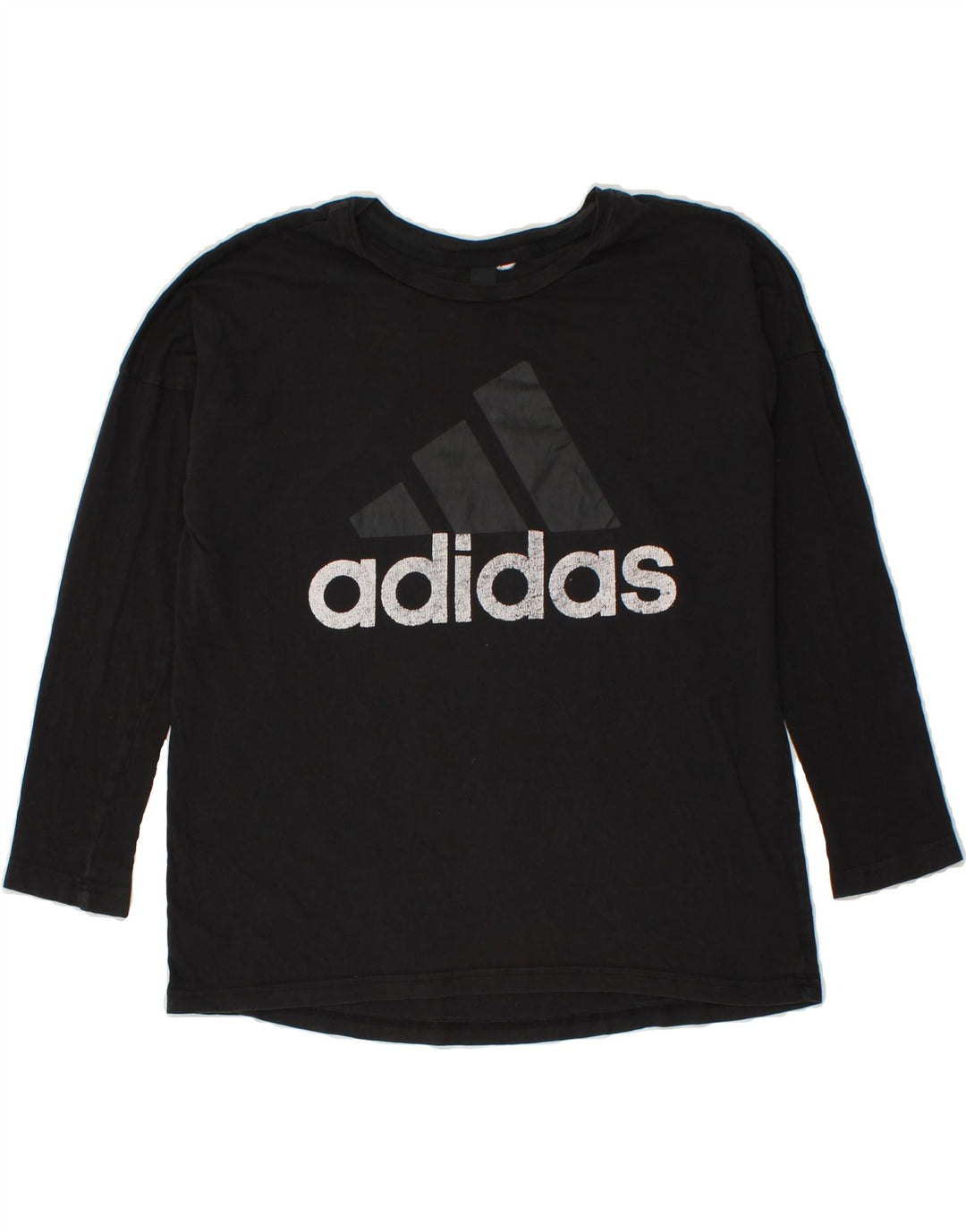 ADIDAS Womens Graphic Top Long Sleeve uk 14 Medium Black Vintage Adidas and Second-Hand Adidas from Messina Hembry 