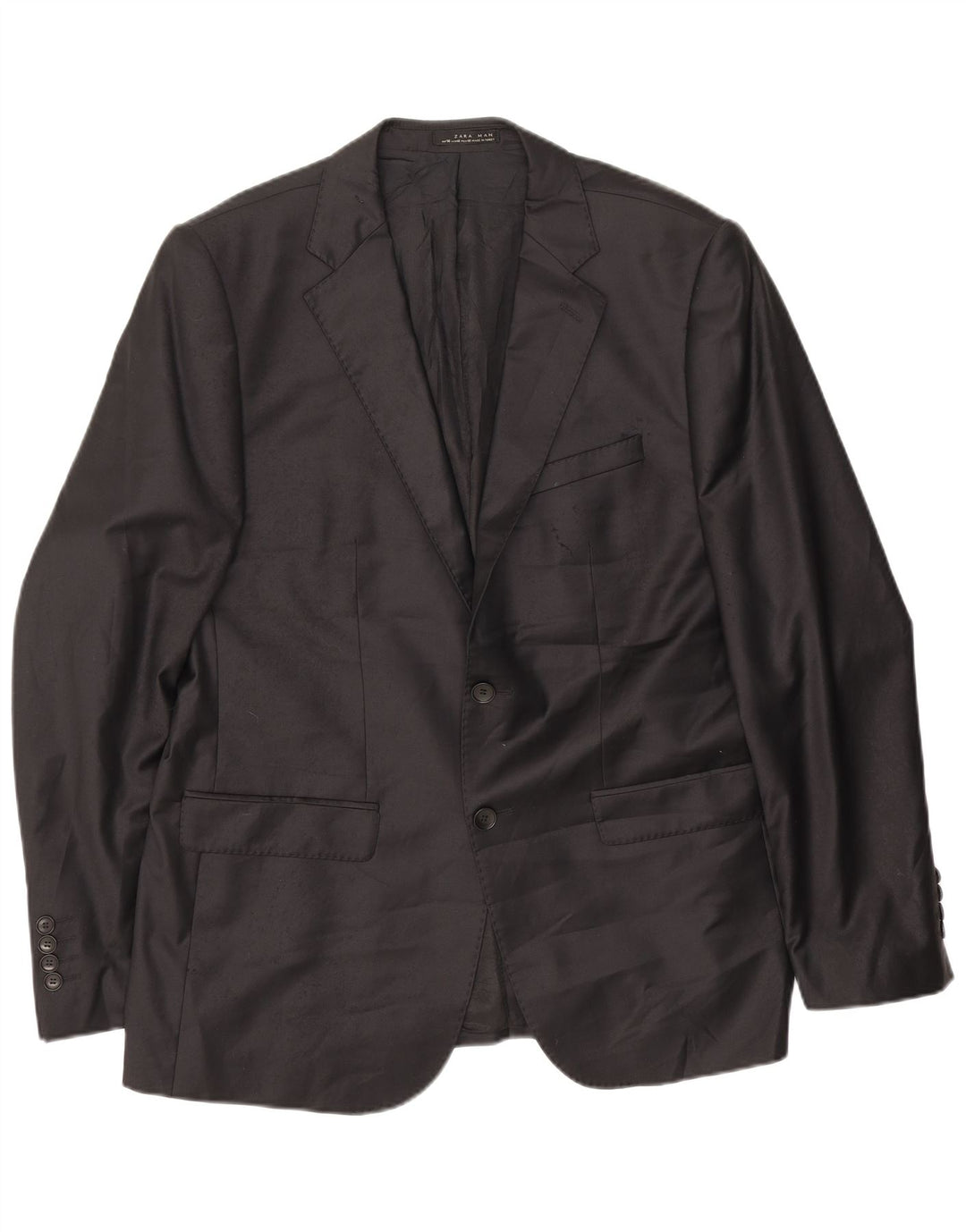 Zara Ανδρικό σακάκι σακάκι με 2 κουμπιά EU 56 XL μαύρο μαλλί