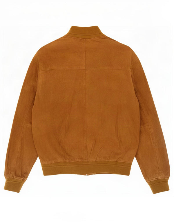 Vintage Ανδρικό Suede Bomber Jacket IT 50 Large Beige Leather