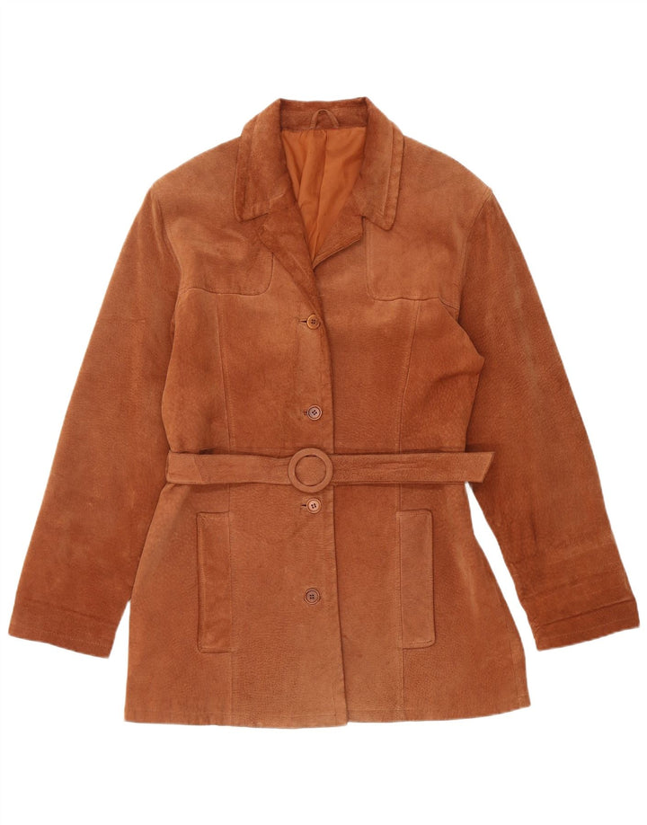 Vintage Γυναικείο Suede Jacket UK 14 Medium Brown Δερμάτινο