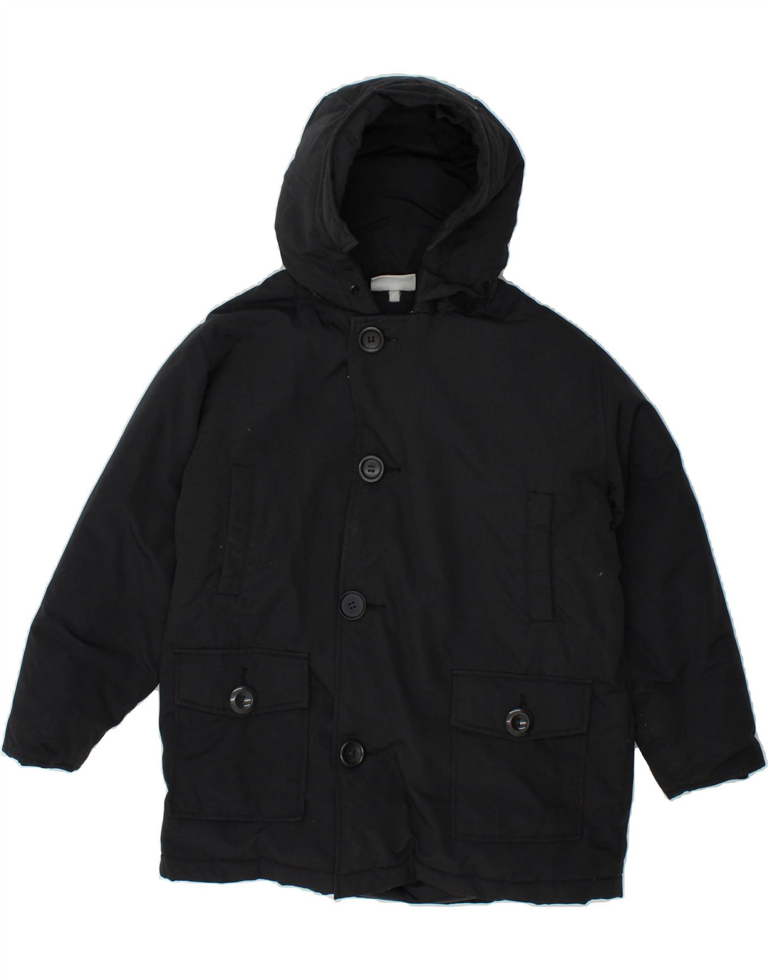 ASICS Boys Hooded Padded Jacket 12-13 Years Black Vintage Asics and Second-Hand Asics from Messina Hembry 
