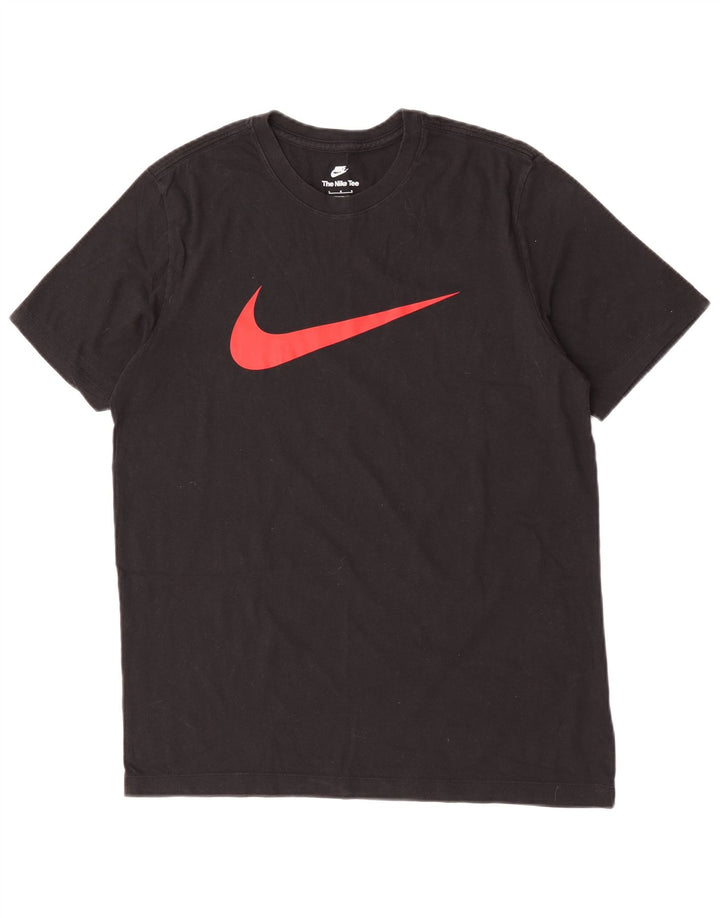 Ανδρικό γραφικό μπλουζάκι Nike, μεγάλο μαύρο βαμβακερό