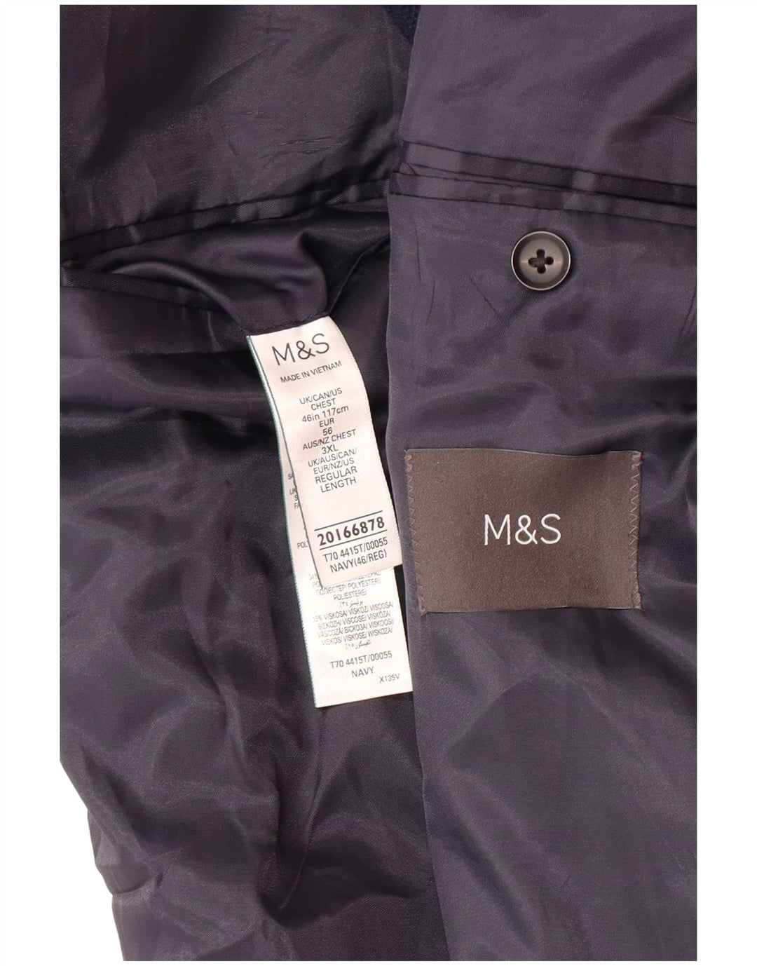 MARKS & SPENCER Ανδρικό σακάκι με 2 κουμπιά UK 46 3XL Navy Blue Polyamide