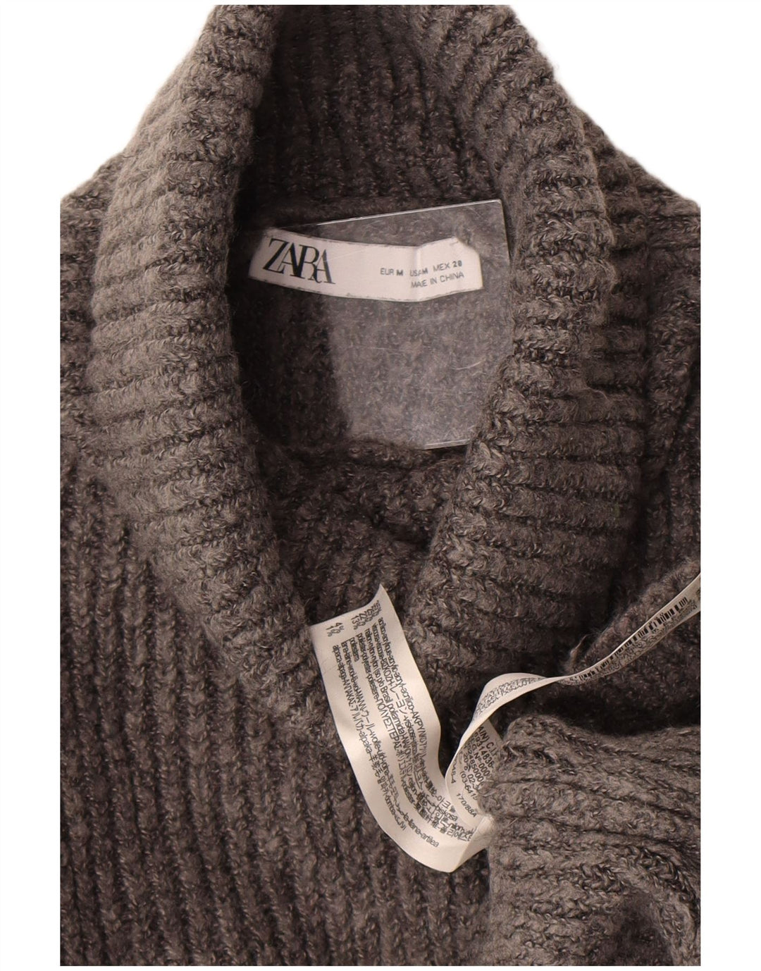 Zara γυναικείο πουλόβερ με ρολό λαιμόκοψη μεγάλου μεγέθους UK 14 Medium Grey