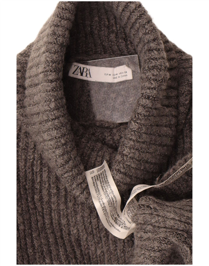 Zara γυναικείο πουλόβερ με ρολό λαιμόκοψη μεγάλου μεγέθους UK 14 Medium Grey