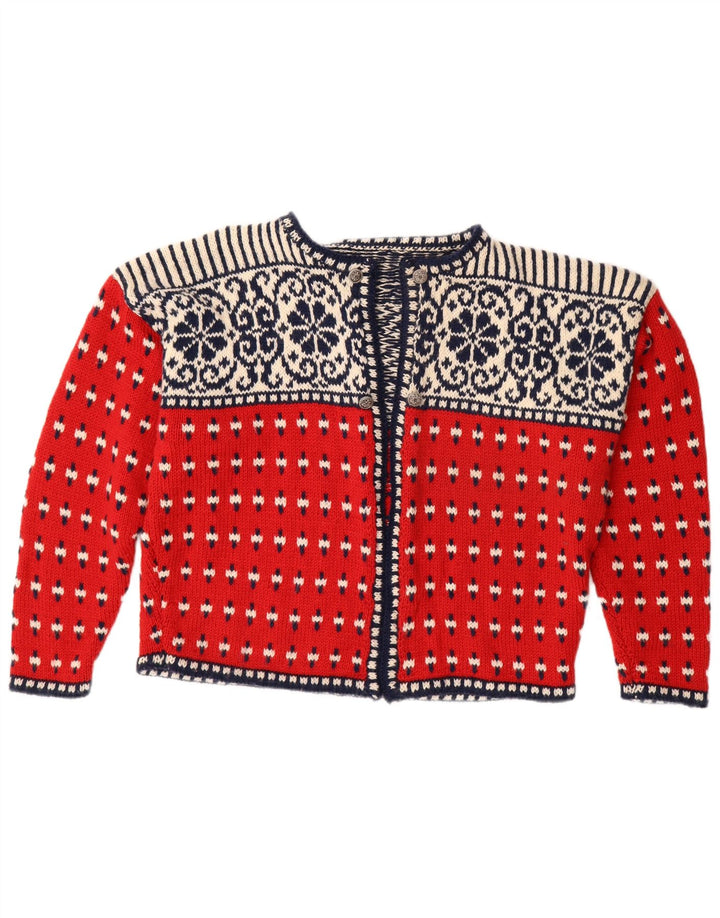Γυναικεία ανοιχτή ζακέτα VINTAGE UK 18 XL Red Fair Isle